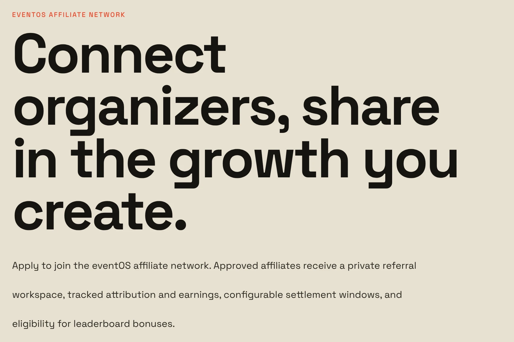 eventOS affiliate network: connect organizers, share in the growth you create