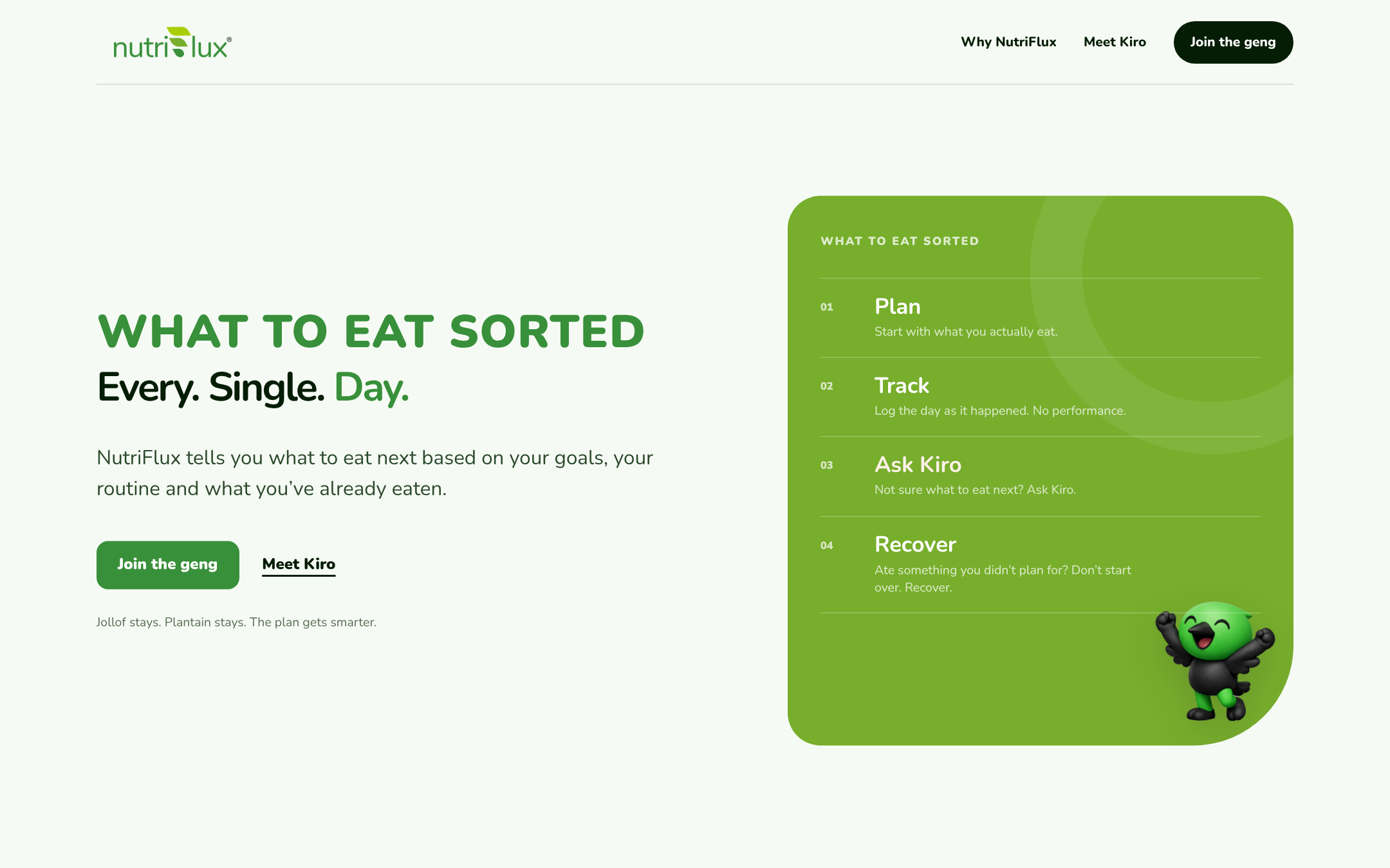 Nutriflux website: What to eat sorted