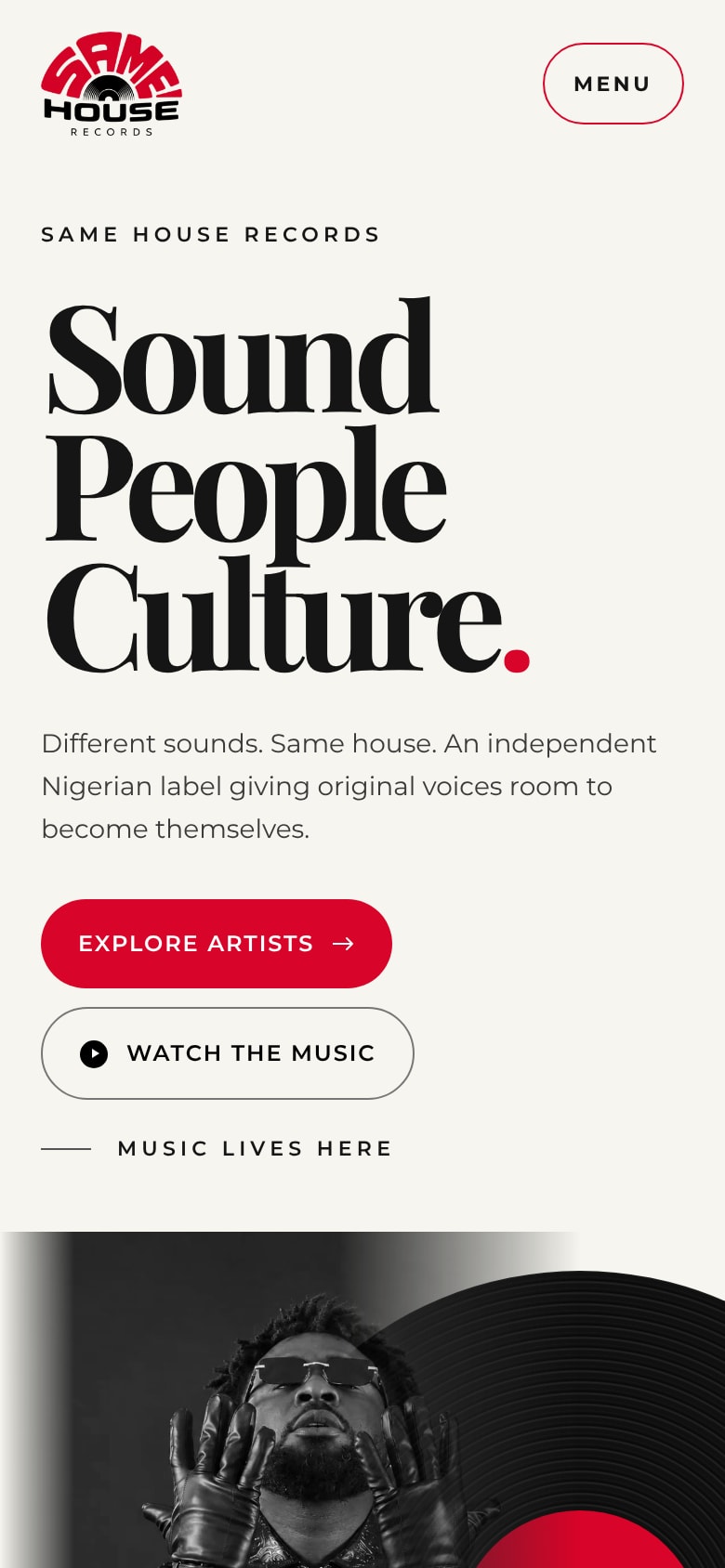 Same House Records website on mobile