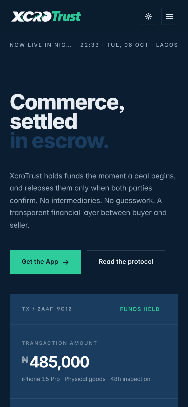 XcroTrust website on mobile