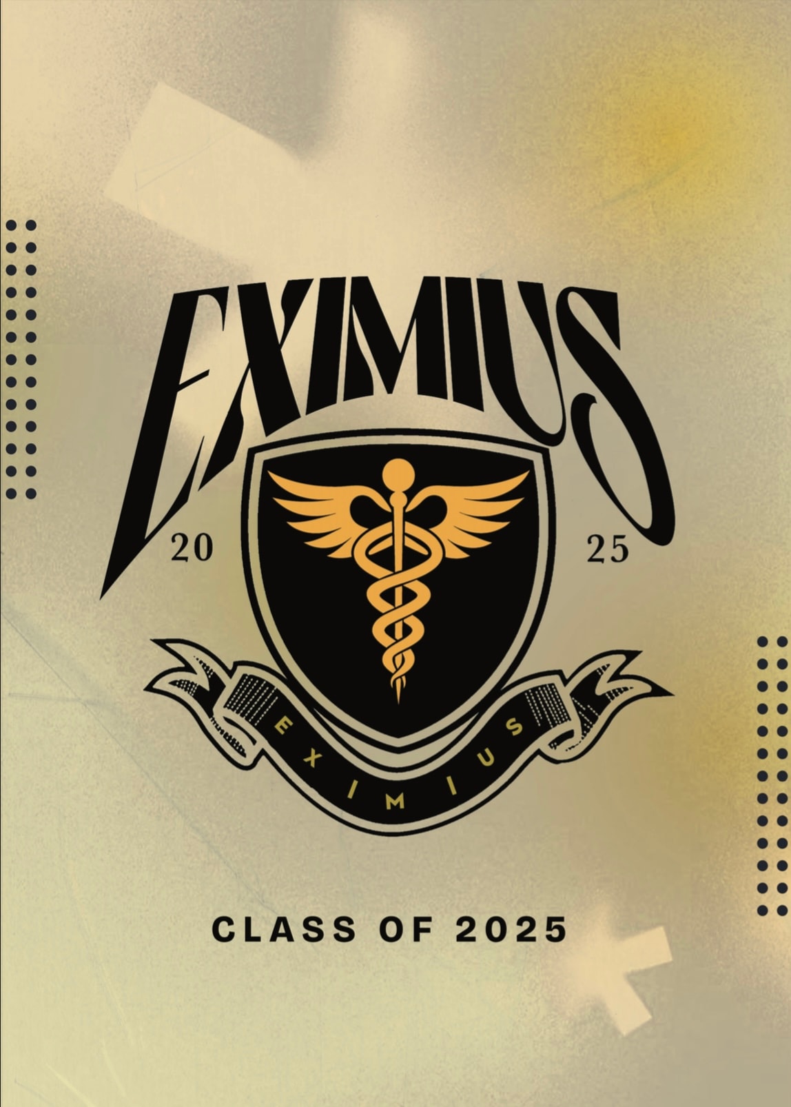 Eximius yearbook — the cover: the EXIMIUS shield crest with the caduceus, 2025, Class of 2025