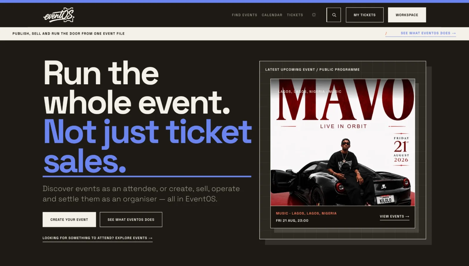 eventOS desktop product interface