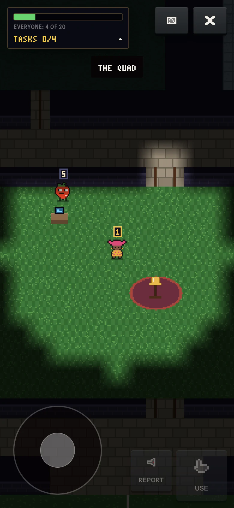Mama’s Pot on a phone: a player’s Director in the quad, the tasks above and the stick below